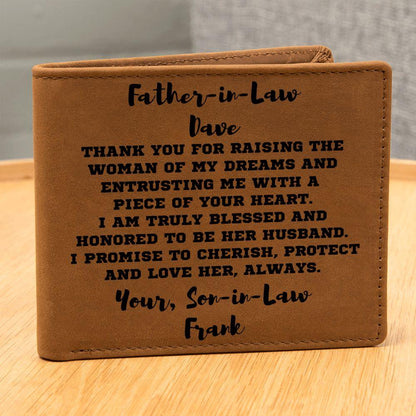 Father-in-Law Gift from Son-in-Law Personalized Leather Wallet - Mallard Moon Gift Shop