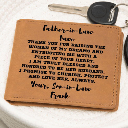 Father-in-Law Gift from Son-in-Law Personalized Leather Wallet - Mallard Moon Gift Shop