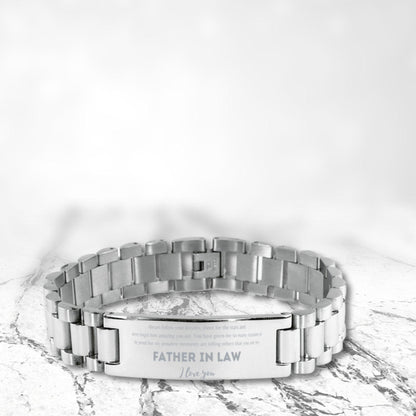 Father-In-Law Ladder Stainless Steel Engraved Bracelet- Always follow your dreams Birthday Christmas Holiday Jewelry Gifts - Mallard Moon Gift Shop