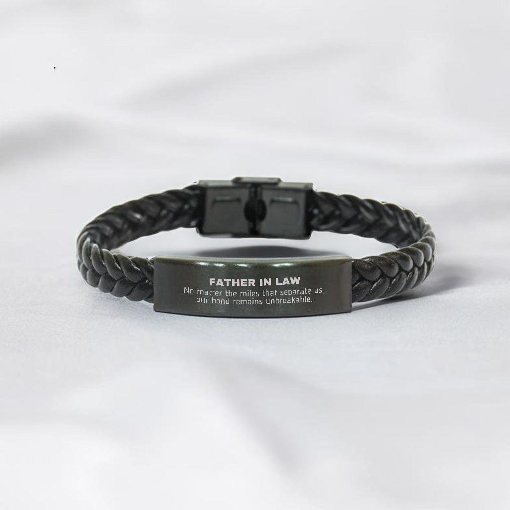 Father In Law Long Distance Relationship No matter the miles that separate us, Our Bond Remains Unbreakable Braided Leather Bracelet Birthday Father's Day Christmas Unique Gifts - Mallard Moon Gift Shop