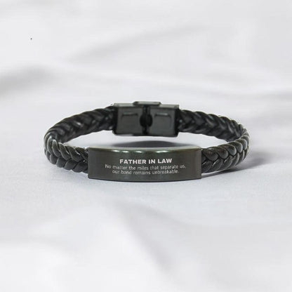 Father In Law Long Distance Relationship No matter the miles that separate us, Our Bond Remains Unbreakable Braided Leather Bracelet Birthday Father's Day Christmas Unique Gifts - Mallard Moon Gift Shop
