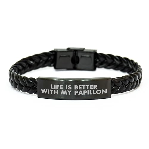 Spring Pet Products Papillon Dog Mom's Day Interlaced Leather Bracelet, Funny Quote Gift from Men to Women Friends Family - Mallard Moon Gift Shop