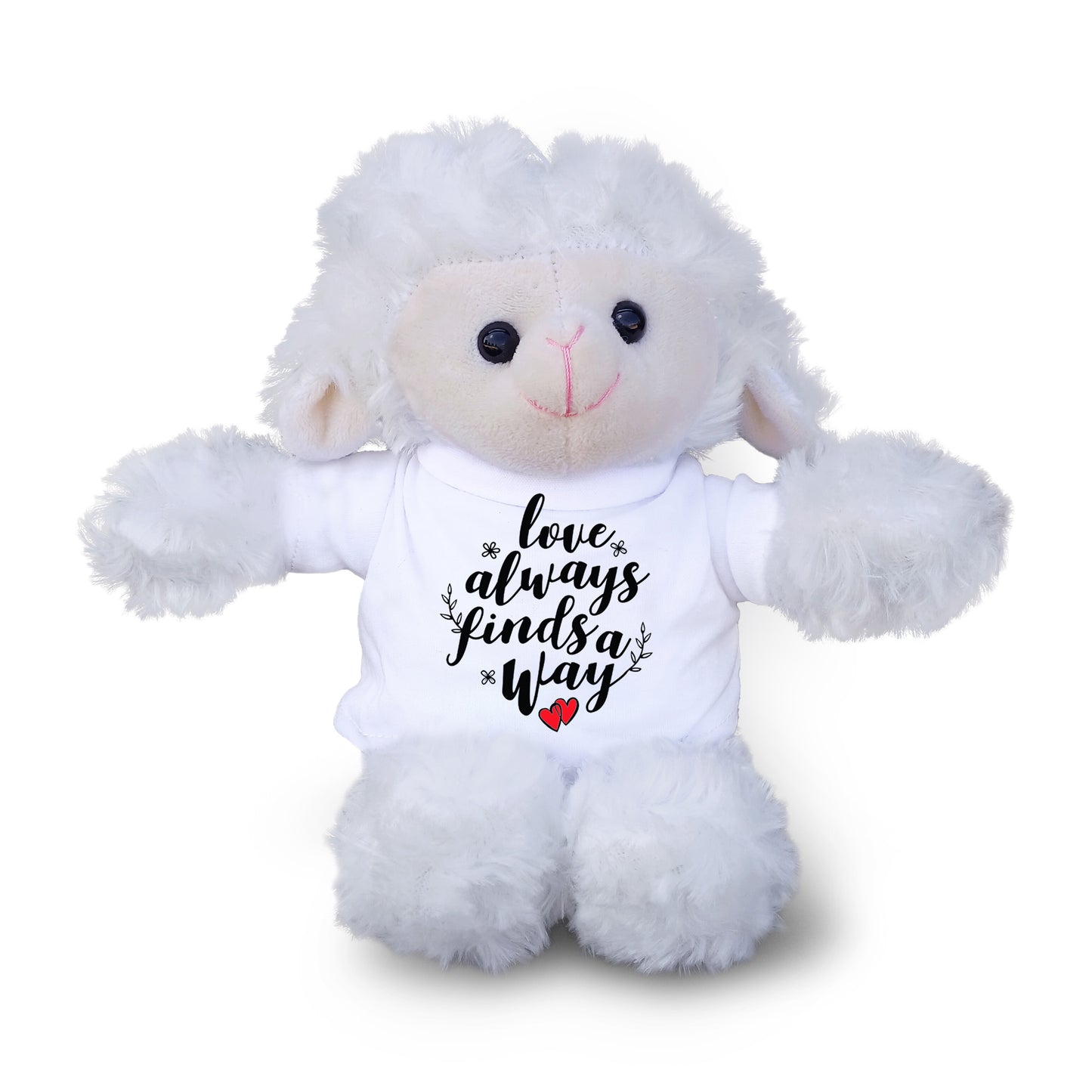 Love Finds A Way - Plush Lamb, Panda, or Teddy Bear with Tee Shirt Romantic Gift for Sweetheart - Mallard Moon Gift Shop
