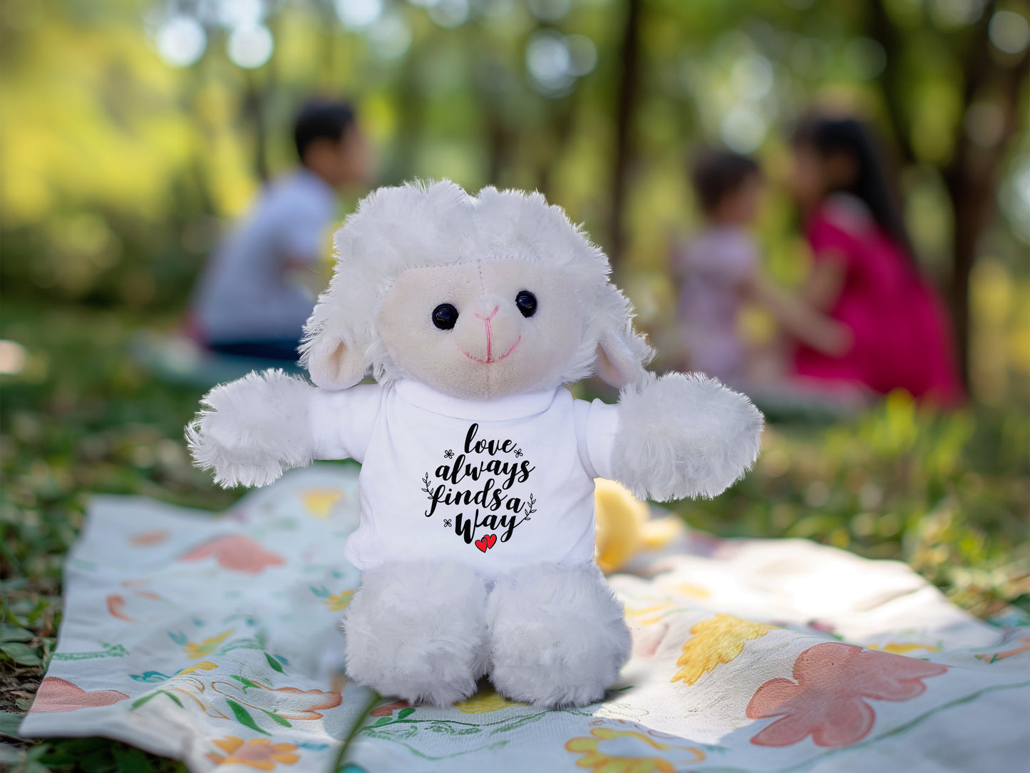Love Finds A Way - Plush Lamb, Panda, or Teddy Bear with Tee Shirt Romantic Gift for Sweetheart - Mallard Moon Gift Shop