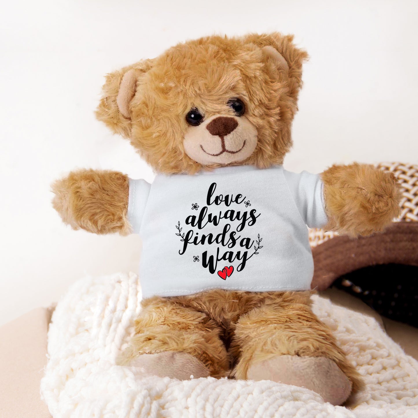 Love Finds A Way - Plush Lamb, Panda, or Teddy Bear with Tee Shirt Romantic Gift for Sweetheart - Mallard Moon Gift Shop