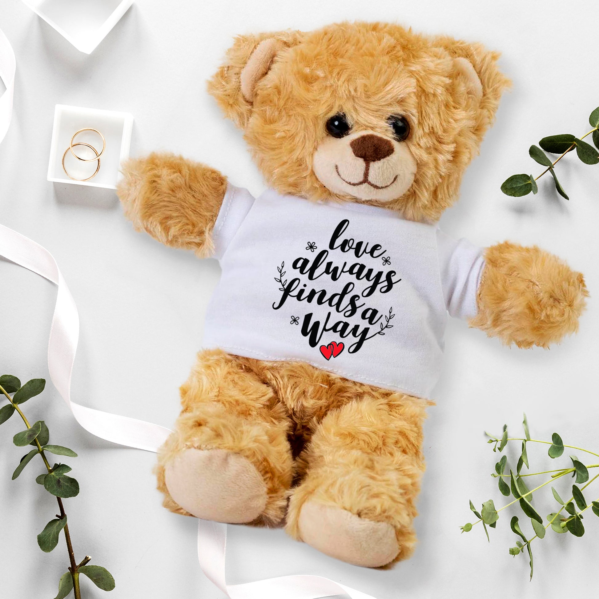 Love Finds A Way - Plush Lamb, Panda, or Teddy Bear with Tee Shirt Romantic Gift for Sweetheart - Mallard Moon Gift Shop