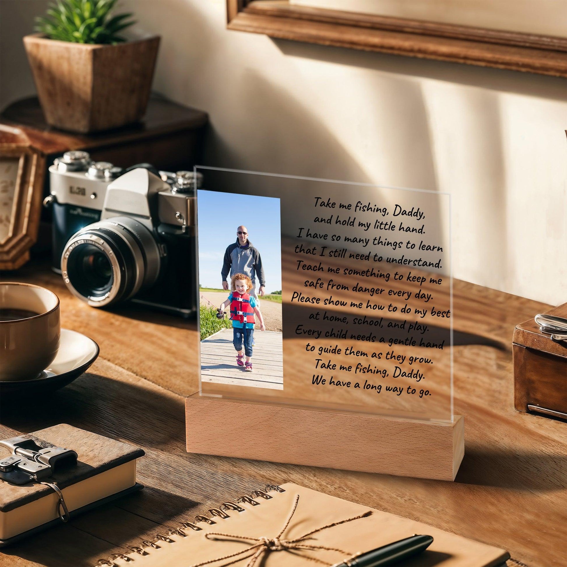 Take Me Fishing Daddy Photo Upload Personalized Acrylic Plaque - Mallard Moon Gift Shop