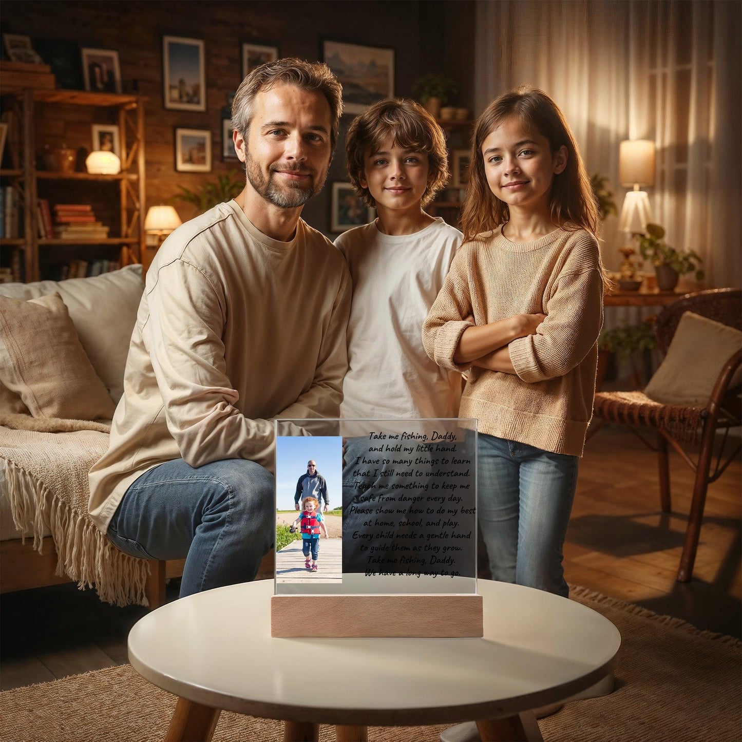 Take Me Fishing Daddy Photo Upload Personalized Acrylic Plaque - Mallard Moon Gift Shop