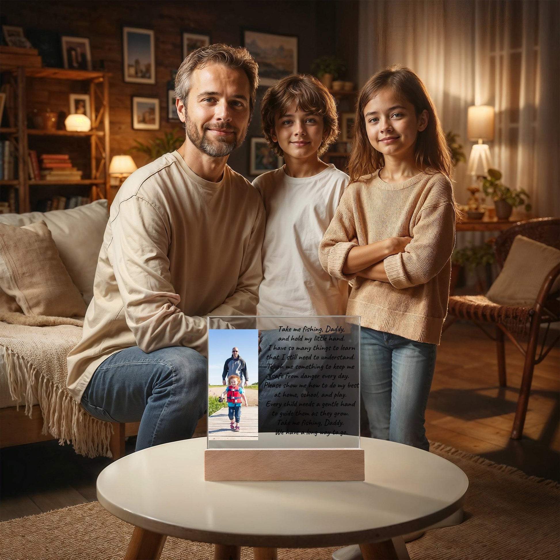 Take Me Fishing Daddy Photo Upload Personalized Acrylic Plaque - Mallard Moon Gift Shop