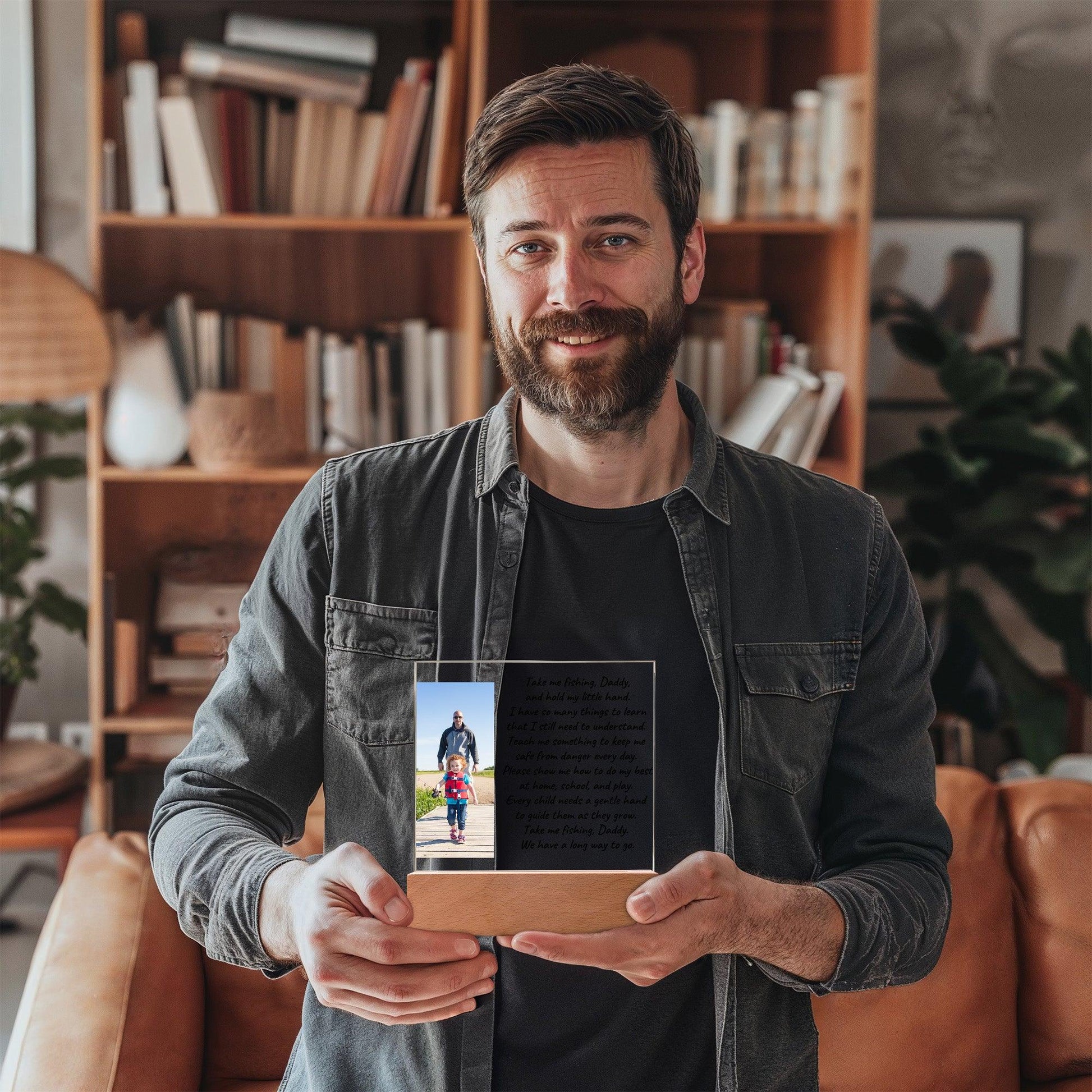 Take Me Fishing Daddy Photo Upload Personalized Acrylic Plaque - Mallard Moon Gift Shop