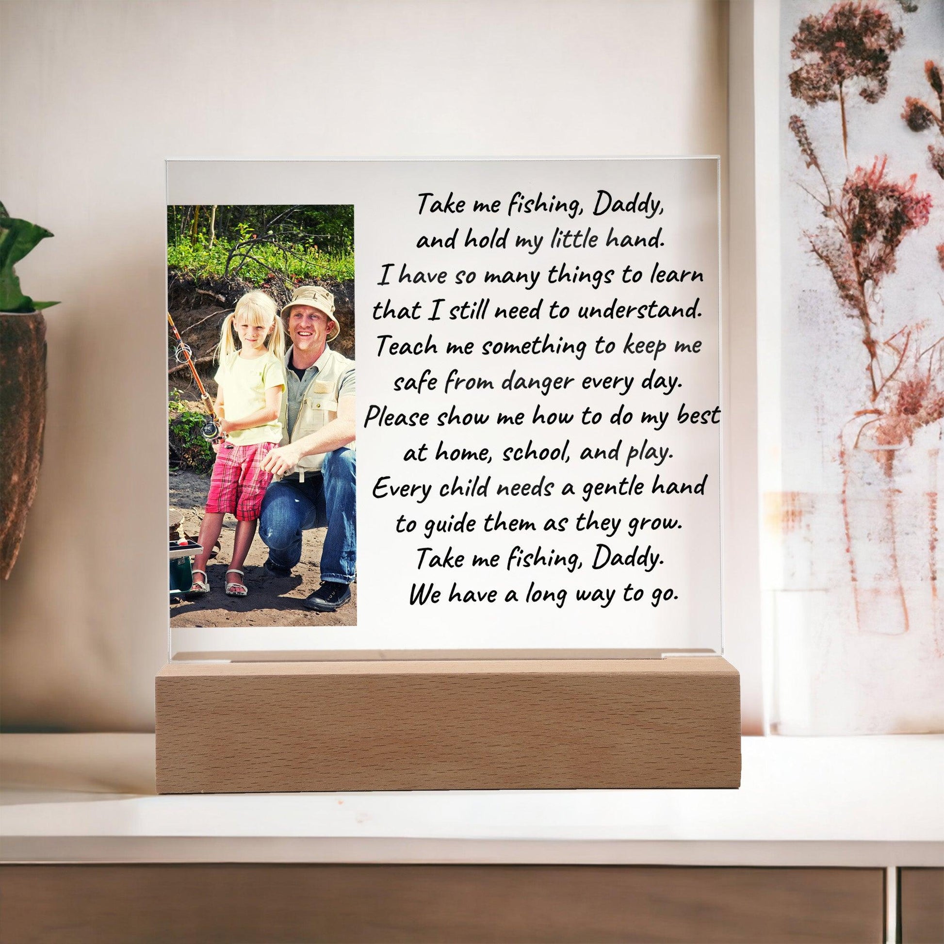 Take Me Fishing Daddy Photo Upload Personalized Acrylic Plaque - Mallard Moon Gift Shop