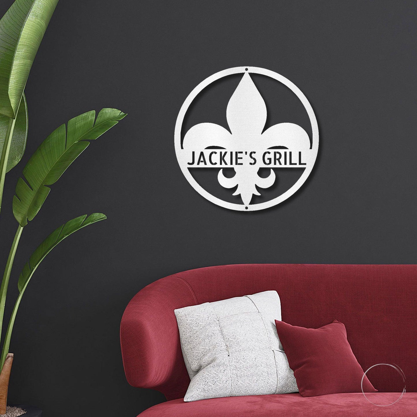 Fleur De Lis Monogram Personalized Indoor Outdoor Steel Wall Sign Art Décor - Mallard Moon Gift Shop