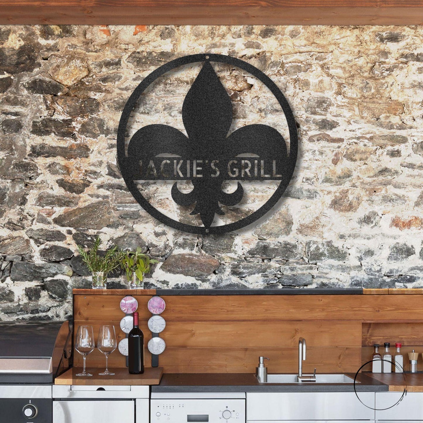 Fleur De Lis Monogram Personalized Indoor Outdoor Steel Wall Sign Art Décor - Mallard Moon Gift Shop