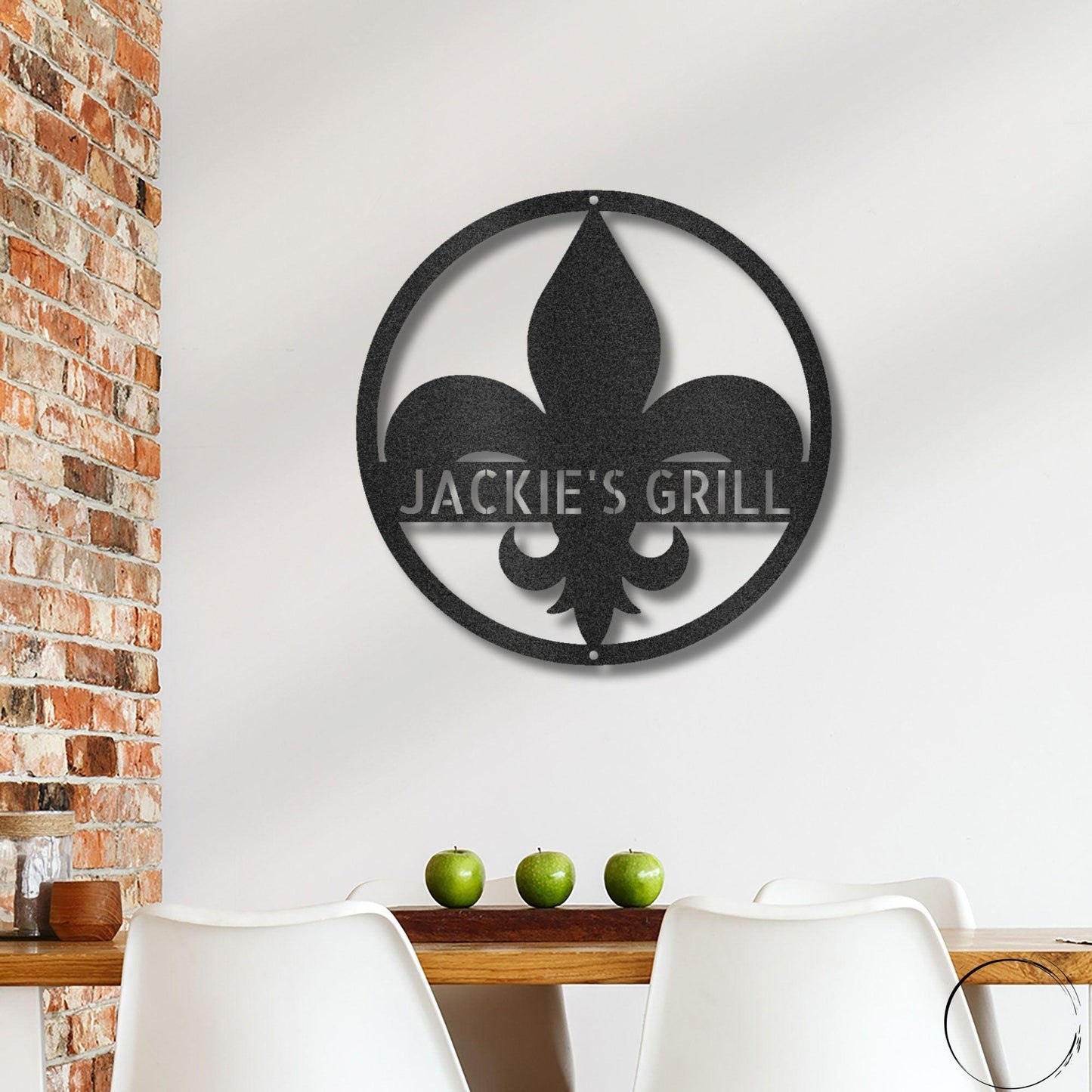 Fleur De Lis Monogram Personalized Indoor Outdoor Steel Wall Sign Art Décor - Mallard Moon Gift Shop