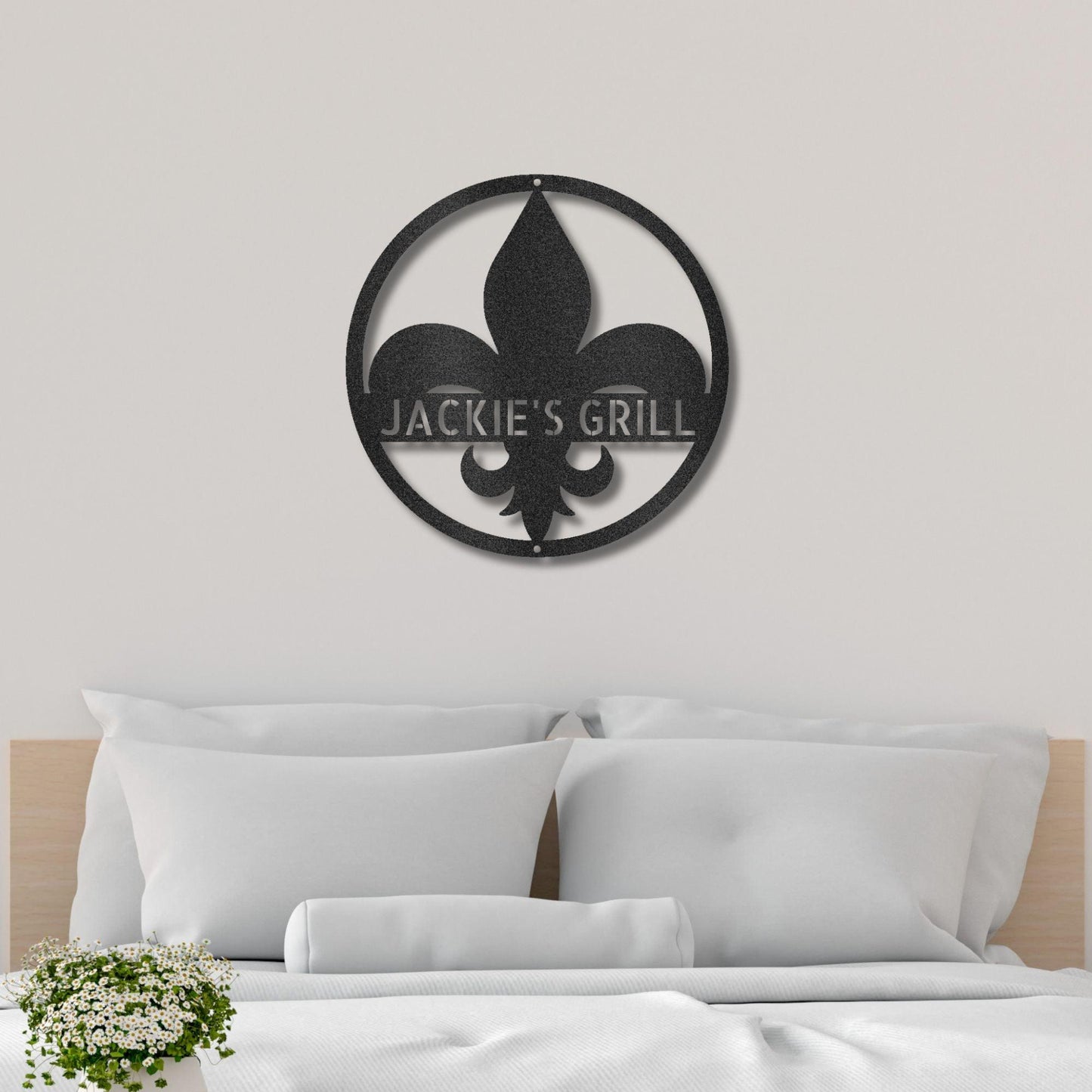 Fleur De Lis Monogram Personalized Indoor Outdoor Steel Wall Sign Art Décor - Mallard Moon Gift Shop