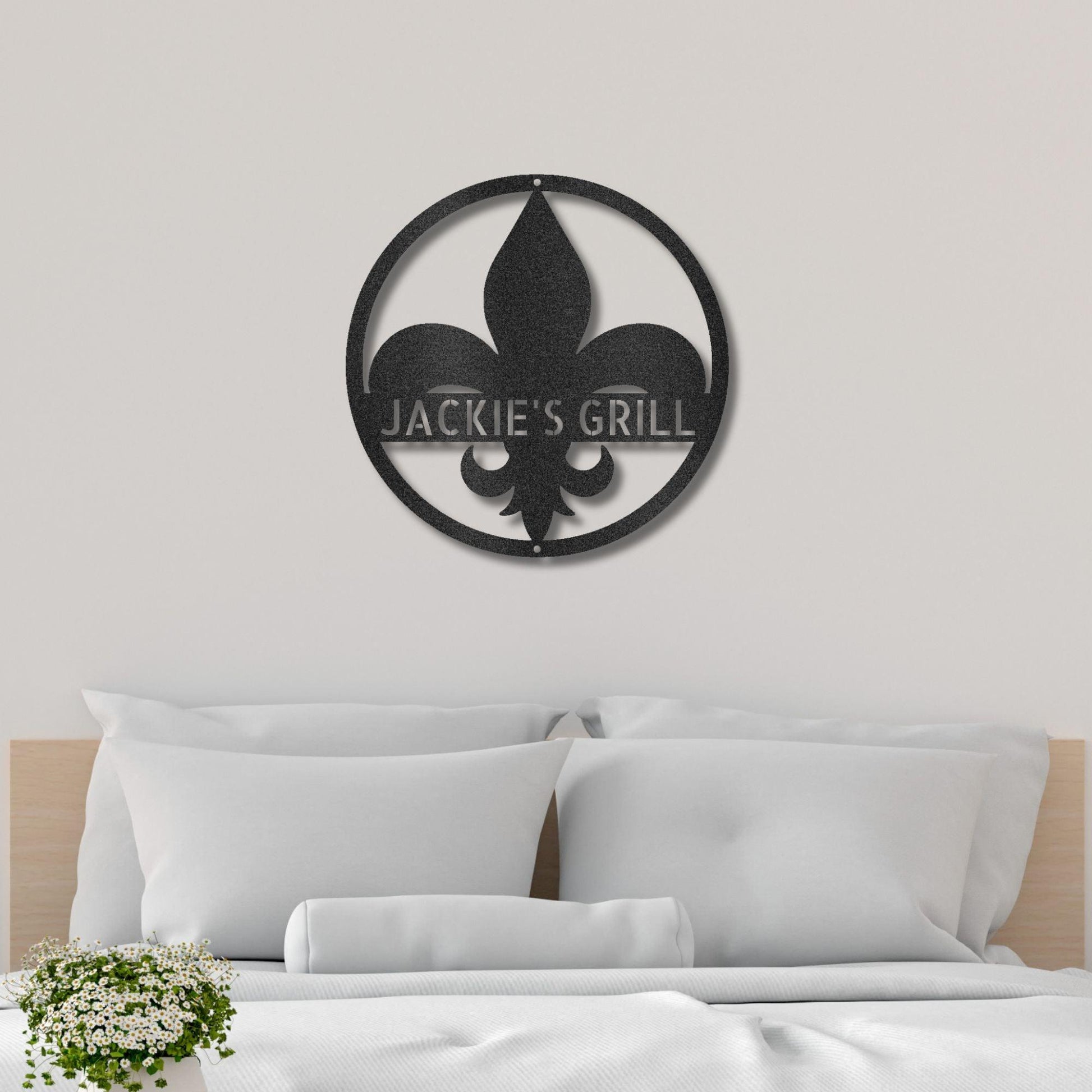 Fleur De Lis Monogram Personalized Indoor Outdoor Steel Wall Sign Art Décor - Mallard Moon Gift Shop