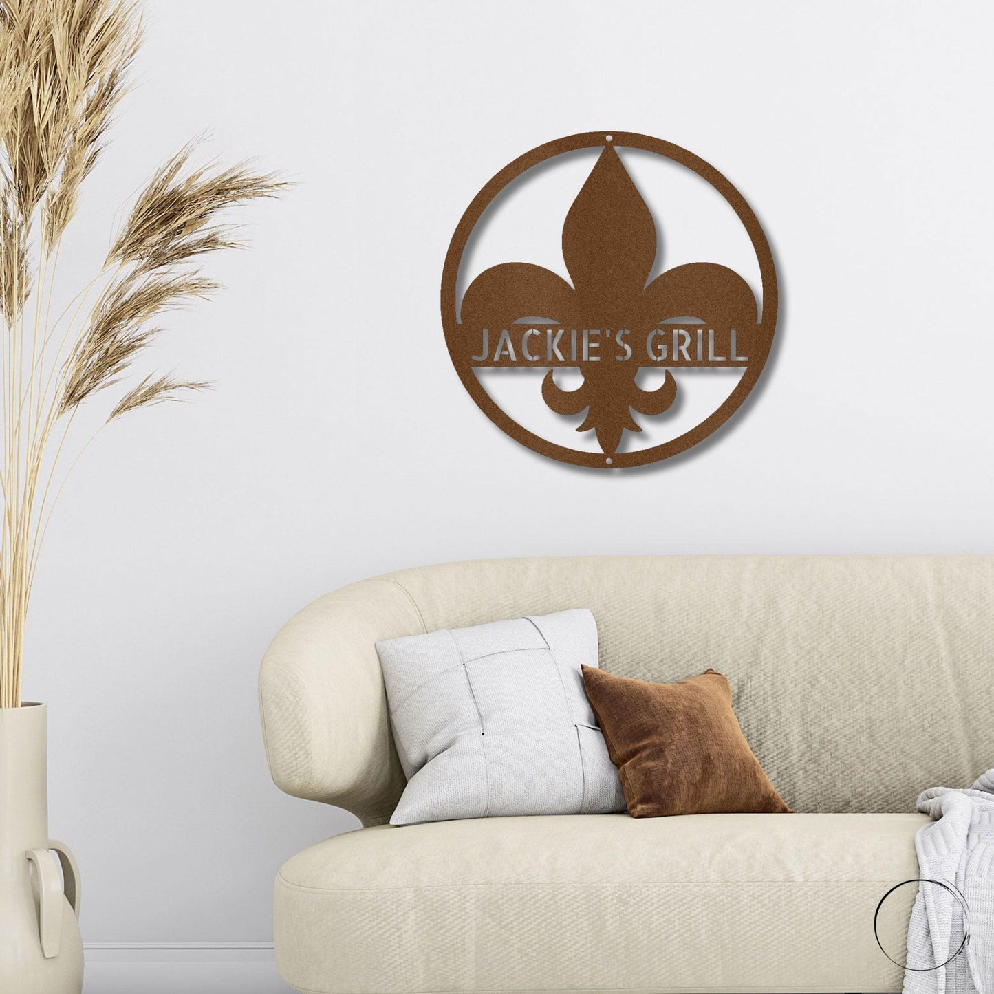 Fleur De Lis Monogram Personalized Indoor Outdoor Steel Wall Sign Art Décor - Mallard Moon Gift Shop