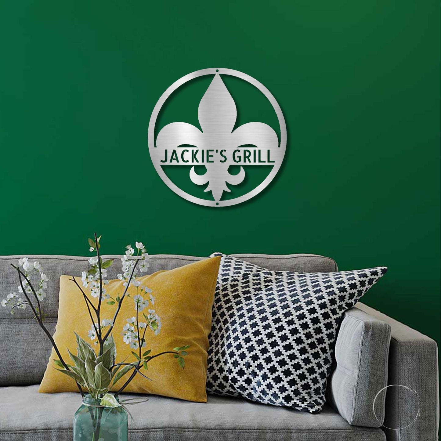 Fleur De Lis Monogram Personalized Indoor Outdoor Steel Wall Sign Art Décor - Mallard Moon Gift Shop