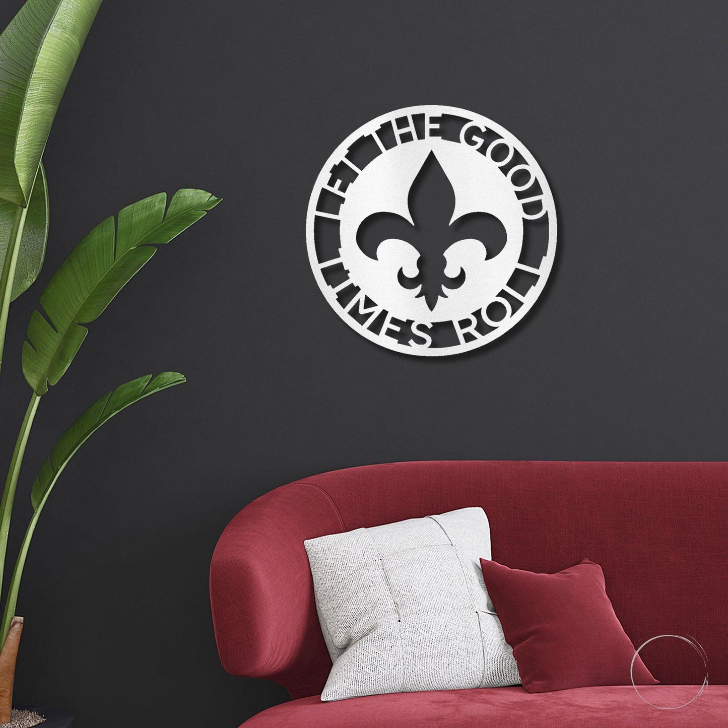 Fleur De Lis Ring Monogram Personalized Indoor Outdoor Steel Wall Sign Art - Mallard Moon Gift Shop