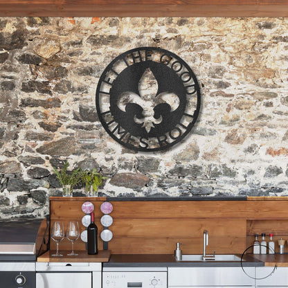 Fleur De Lis Ring Monogram Personalized Indoor Outdoor Steel Wall Sign Art - Mallard Moon Gift Shop