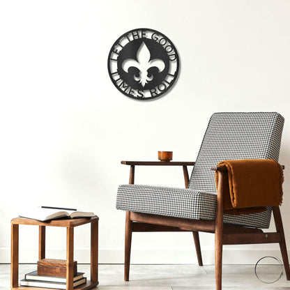 Fleur De Lis Ring Monogram Personalized Indoor Outdoor Steel Wall Sign Art - Mallard Moon Gift Shop