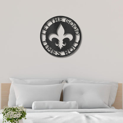 Fleur De Lis Ring Monogram Personalized Indoor Outdoor Steel Wall Sign Art - Mallard Moon Gift Shop