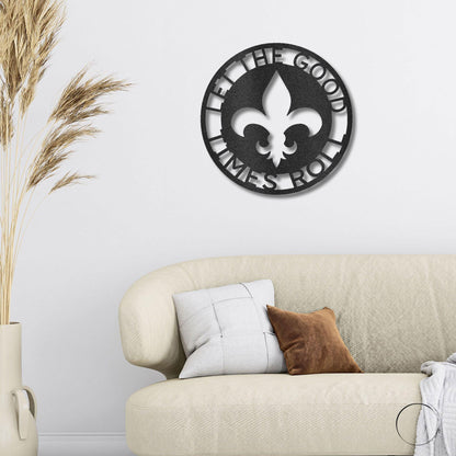 Fleur De Lis Ring Monogram Personalized Indoor Outdoor Steel Wall Sign Art - Mallard Moon Gift Shop