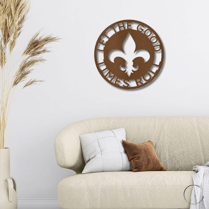 Fleur De Lis Ring Monogram Personalized Indoor Outdoor Steel Wall Sign Art - Mallard Moon Gift Shop
