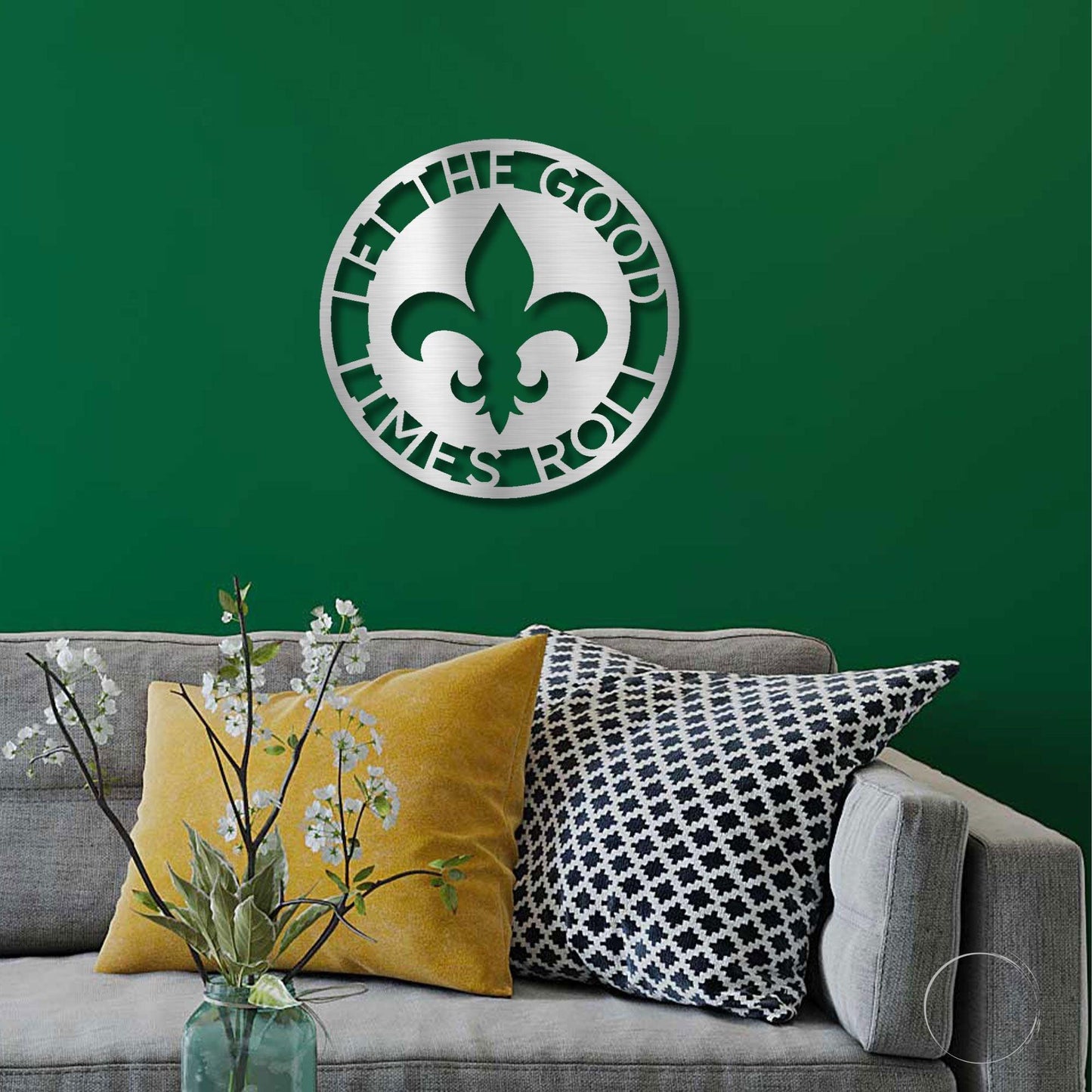 Fleur De Lis Ring Monogram Personalized Indoor Outdoor Steel Wall Sign Art - Mallard Moon Gift Shop