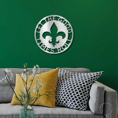 Fleur De Lis Ring Monogram Personalized Indoor Outdoor Steel Wall Sign Art - Mallard Moon Gift Shop