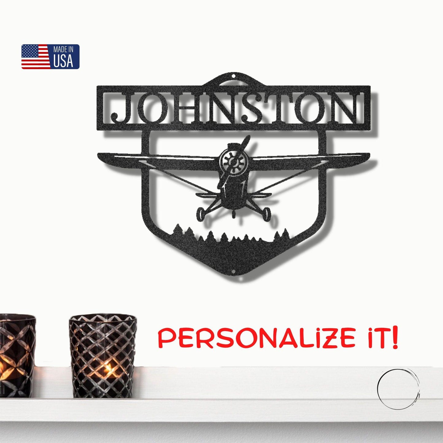 Flying High Airplane Personalized Name Steel Wall Sign - Mallard Moon Gift Shop