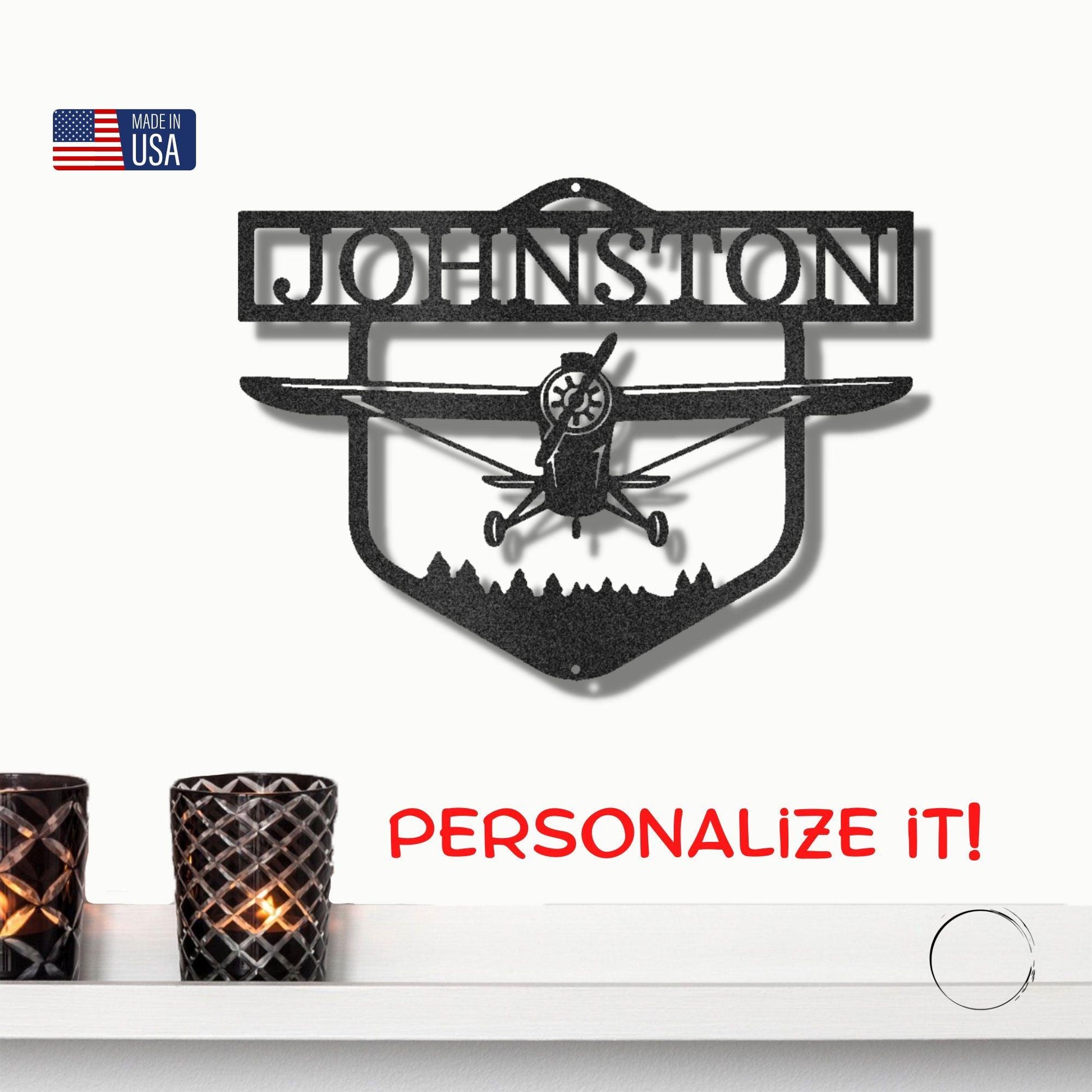 Flying High Airplane Personalized Name Steel Wall Sign - Mallard Moon Gift Shop