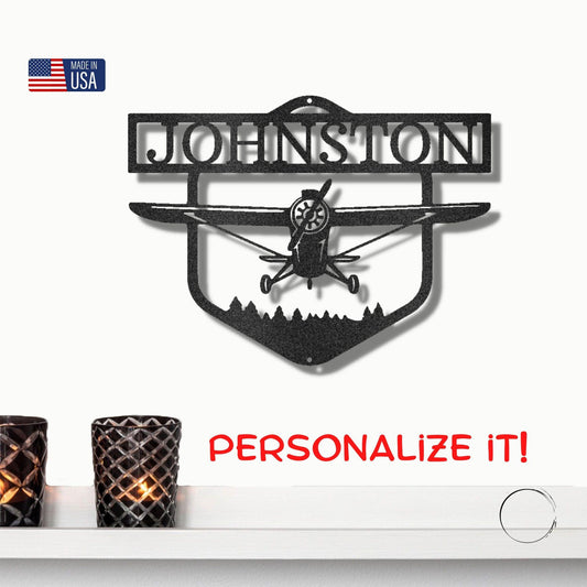 Flying High Airplane Personalized Name Steel Wall Sign - Mallard Moon Gift Shop