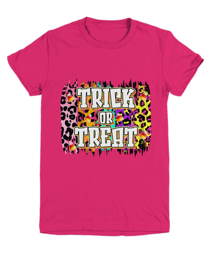 Halloween Trick or Treat Leopard Spots Youth Tee Shirt - Mallard Moon Gift Shop