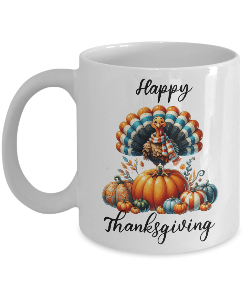 Happy Thanksgiving Ceramic Mug – Perfect for Holiday Cheer! - Mallard Moon Gift Shop