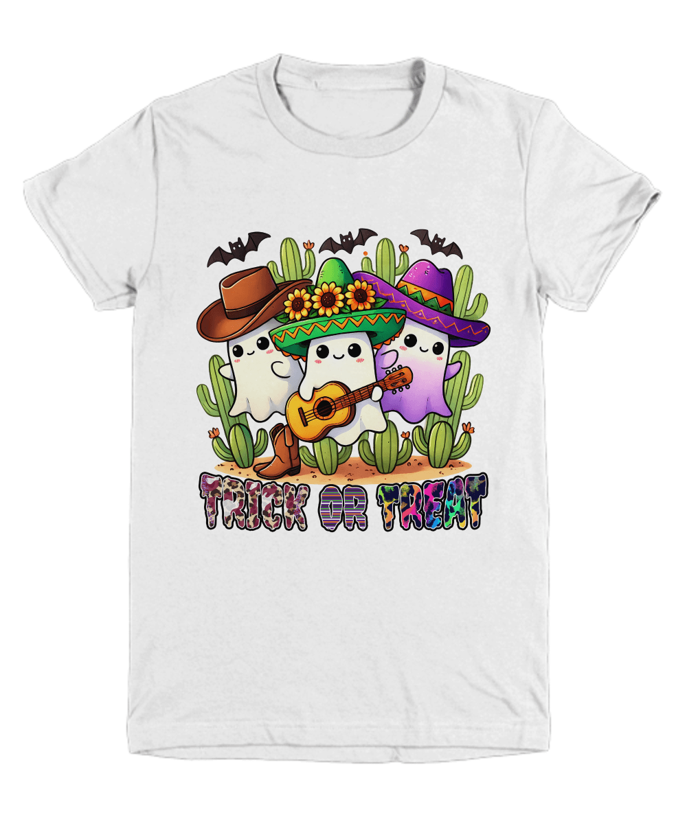 Halloween Trick or Treat Ghosts Playing Guitar Youth Tee Shirt - Mallard Moon Gift Shop