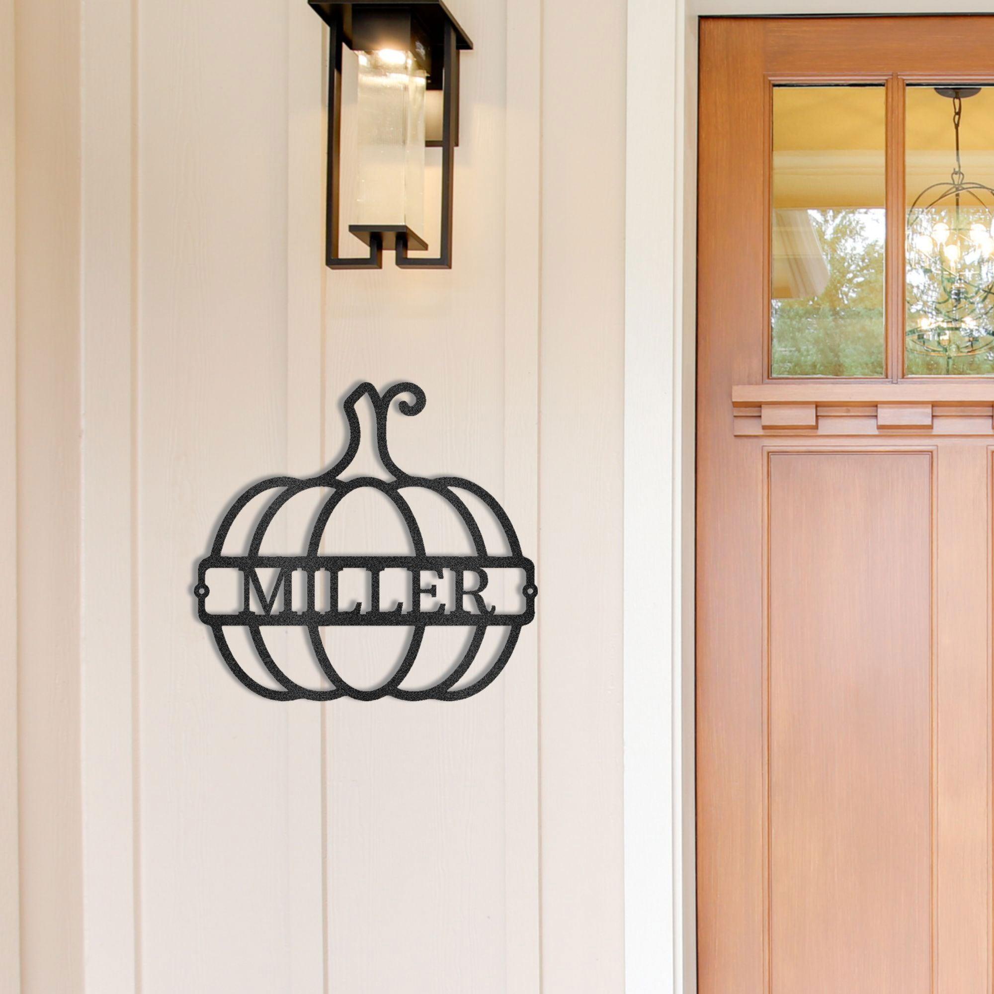 Big Pumpkin Monogram Personalized Indoor Outdoor Steel Wall Sign Art - Mallard Moon Gift Shop