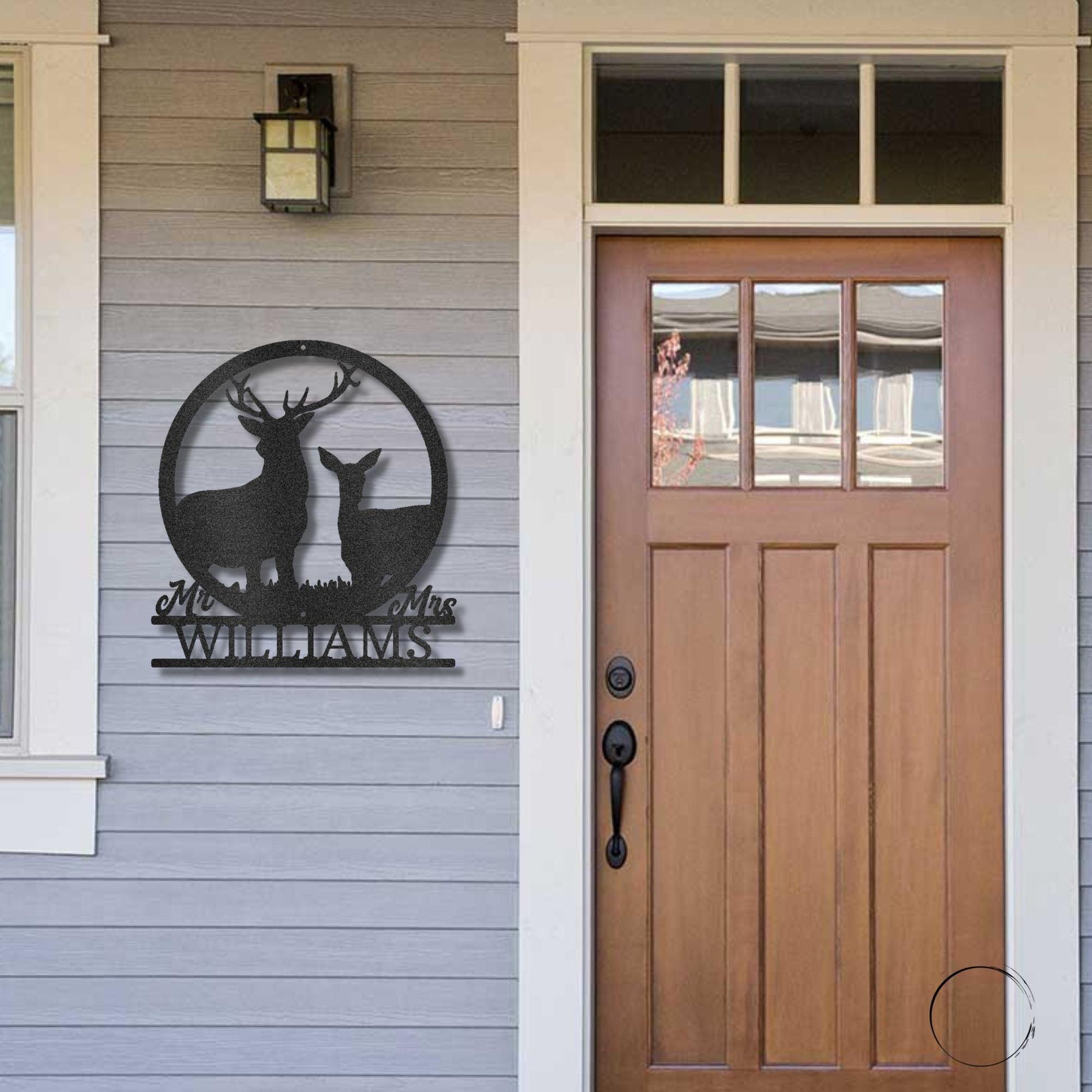 Deer Stag and Doe Mr and Mrs Custom Name Metal Art Wall Sign - Mallard Moon Gift Shop