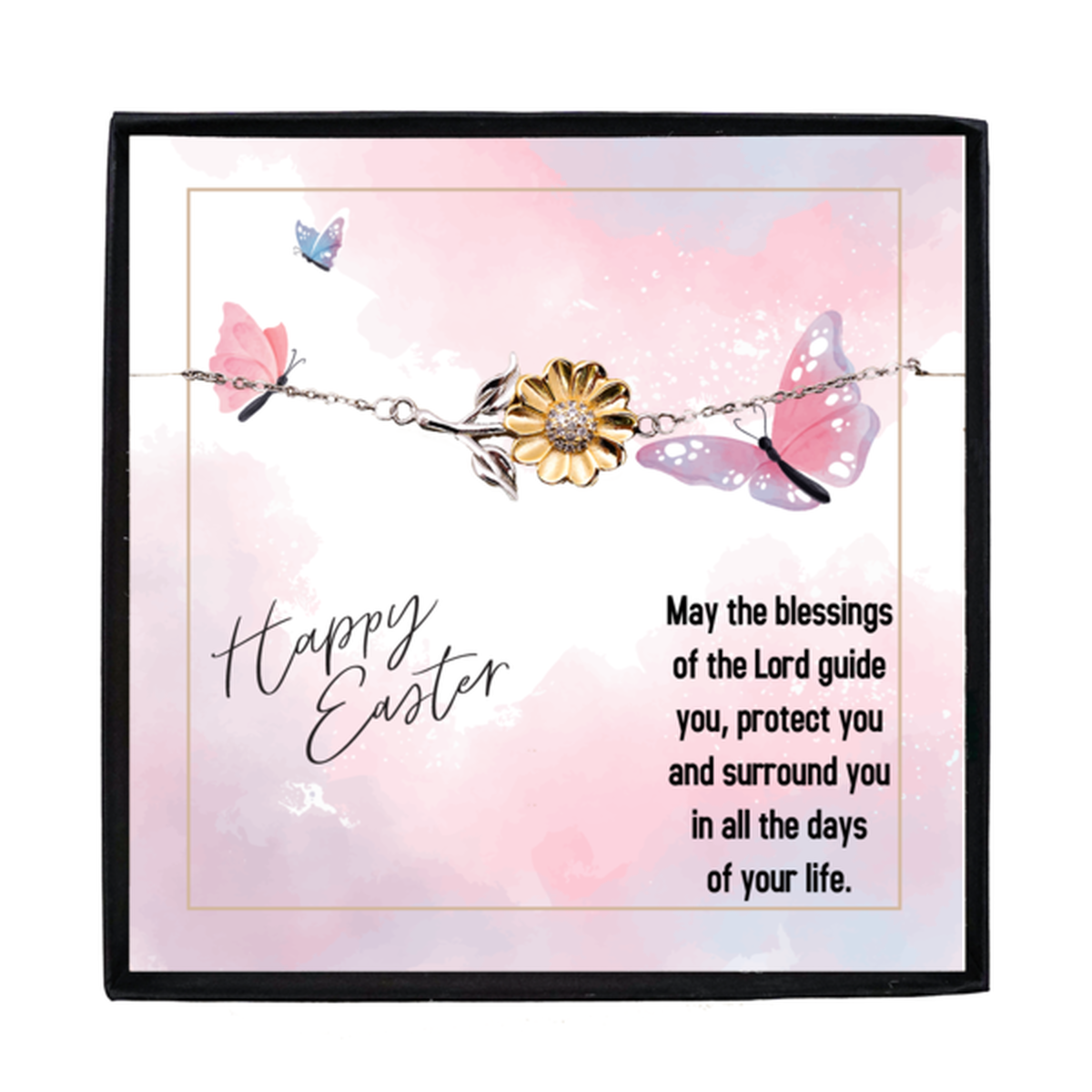 Easter Gift for Sister – Sunflower Bracelet for Teen & Adult Sisters – Sterling Silver with 18K Gold-Plated Petals – Christian Jewelry with Blessings Message Card - Mallard Moon Gift Shop