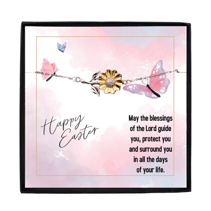 Easter Gift for Sister – Sunflower Bracelet for Teen & Adult Sisters – Sterling Silver with 18K Gold-Plated Petals – Christian Jewelry with Blessings Message Card - Mallard Moon Gift Shop