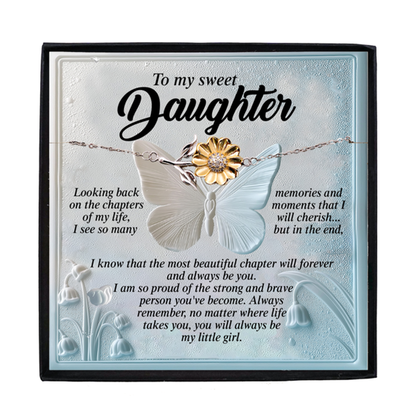 To My Sweet Daughter - You Will Always Be My Little Girl - Gift for Teen & Adult Daughters - Sunflower Bracelet – Sterling Silver with 18K Gold-Plated Petals - Mallard Moon Gift Shop