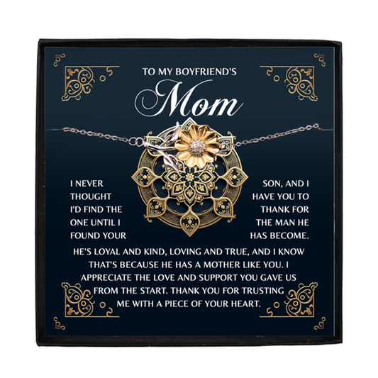 To My Boyfriend's Mom – Thank You for Trusting Me with a Piece of Your Heart – Elegant and Meaningful Sunflower Bracelet Gift - Mallard Moon Gift Shop