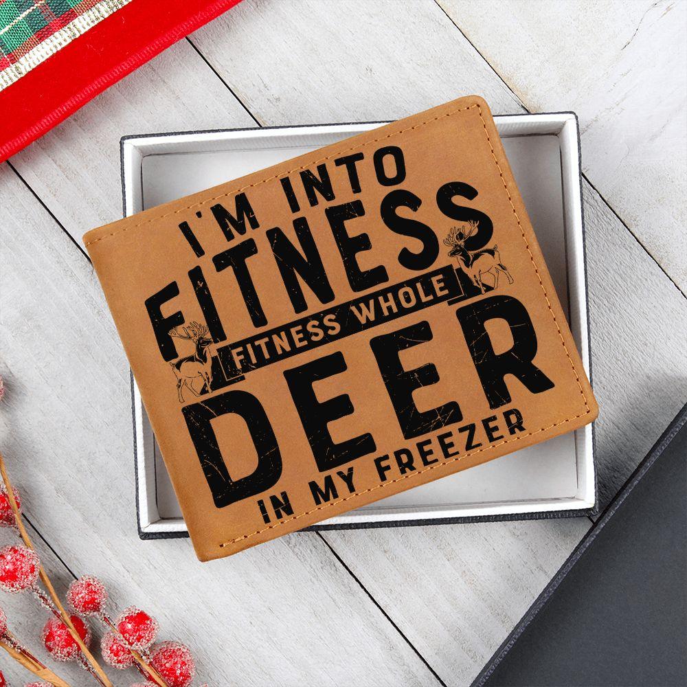 Funny Gift for Hunter I'm Into Fitness Leather Wallet - Mallard Moon Gift Shop