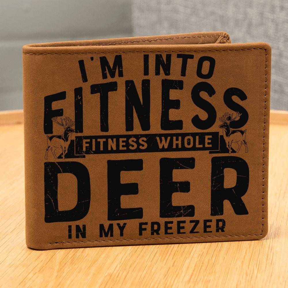 Funny Gift for Hunter I'm Into Fitness Leather Wallet - Mallard Moon Gift Shop