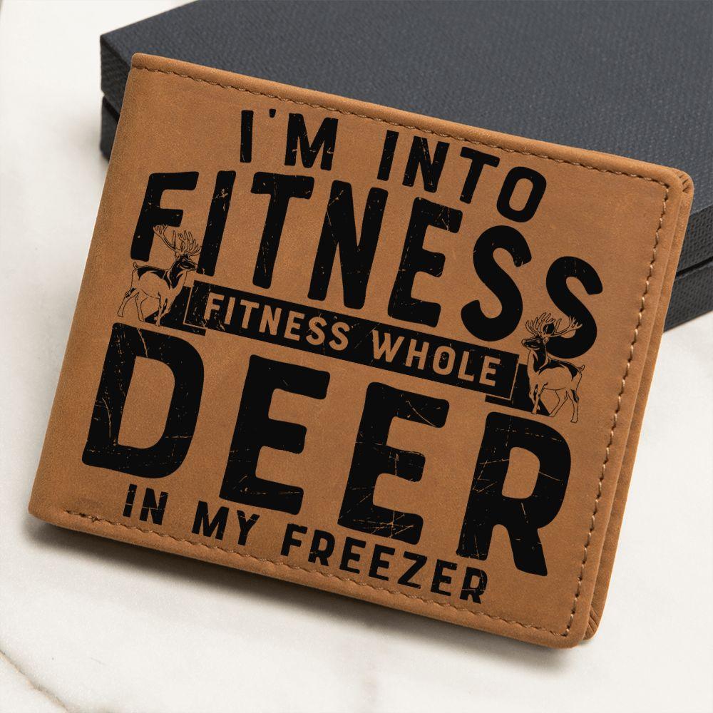 Funny Gift for Hunter I'm Into Fitness Leather Wallet - Mallard Moon Gift Shop
