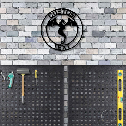 Dragon Ring Monogram Personalized Name Indoor Outdoor Steel Wall Sign Metal Art - Mallard Moon Gift Shop