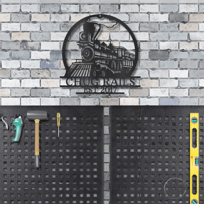 Vintage Steam Locomotive Train Personalized Name Metal Art Wall Sign - Mallard Moon Gift Shop