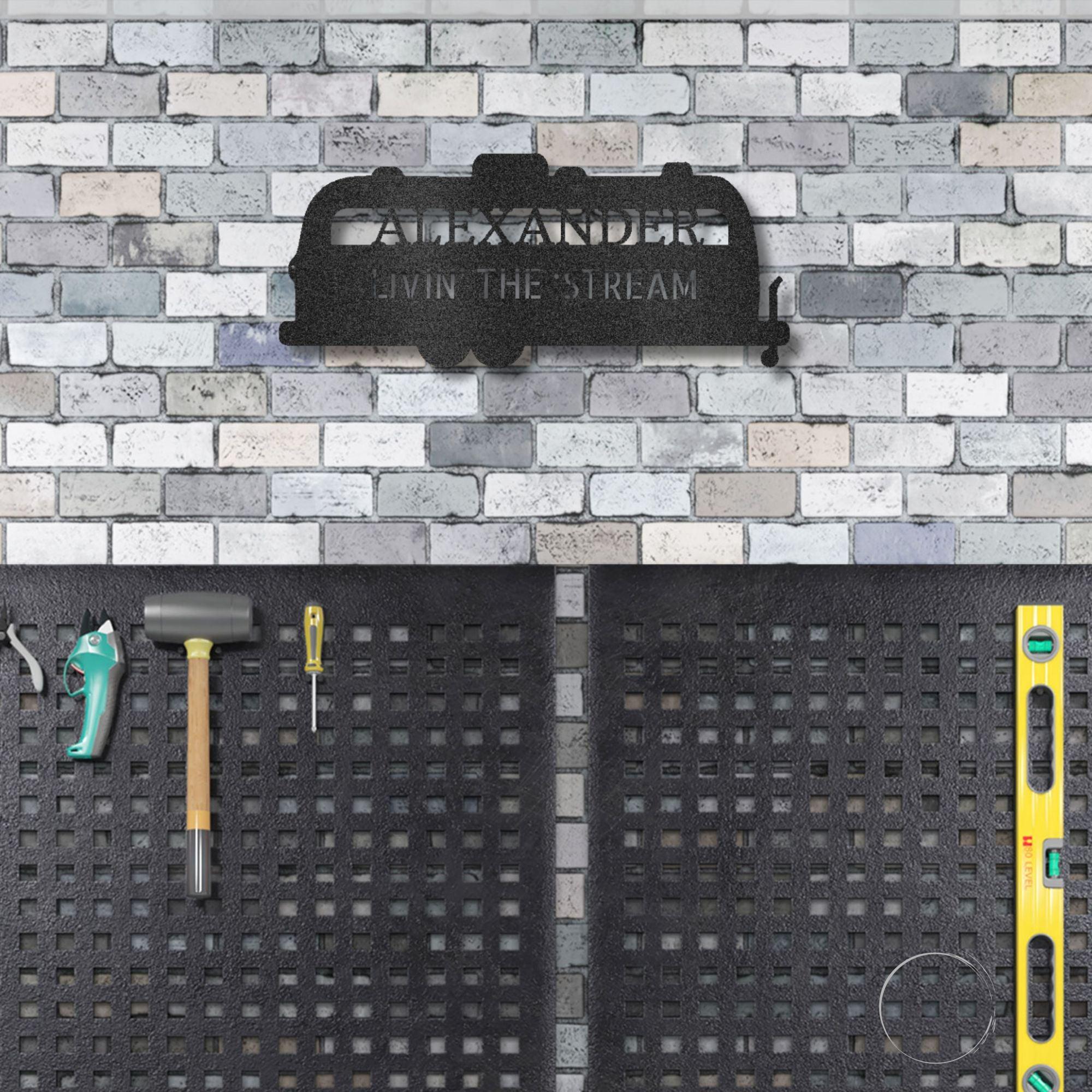 Airstream RV Custom Text Monogram Wall Sign Metal Art - Mallard Moon Gift Shop