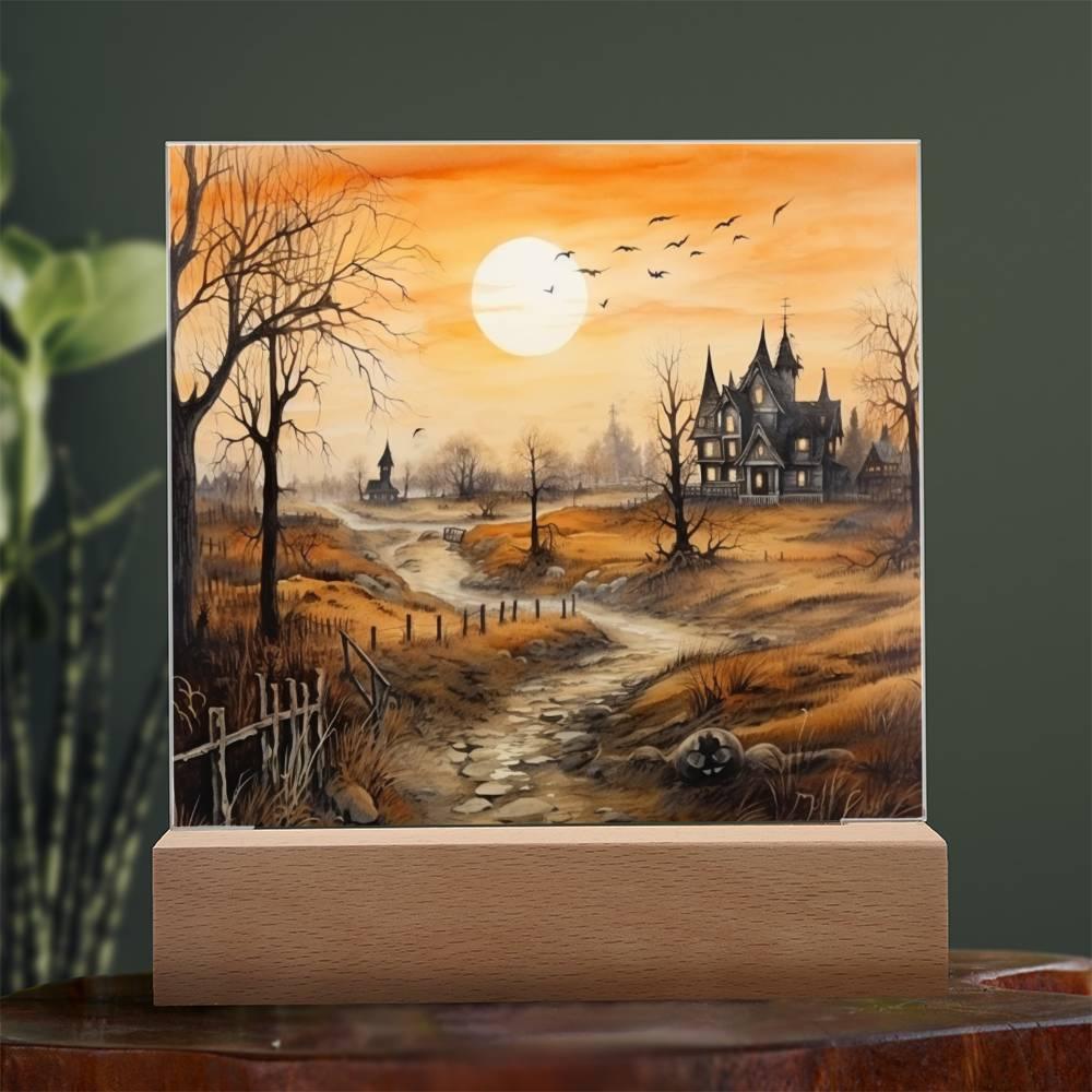 Ghost Manor: Detailed Acrylic Plaque Halloween Showcase - Mallard Moon Gift Shop