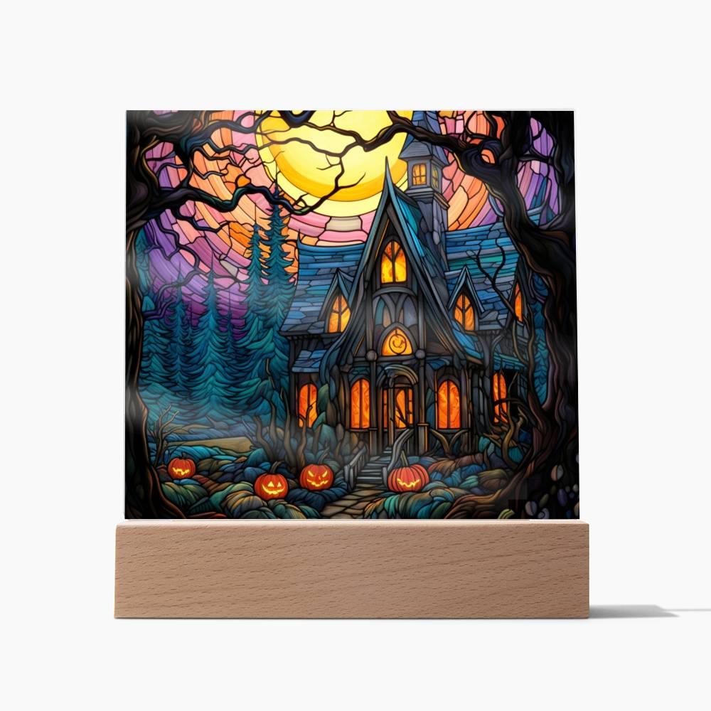 Ghoulish Mansion: Acrylic Plaque Halloween Decor - Mallard Moon Gift Shop